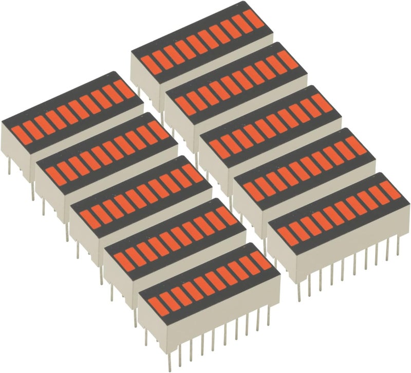 GODIYMODULES 10PCS 10 Segment Digital LED Bar Graph Display - Ultra Bright, Red Blue Green, for Level Meters/Audio VU Meters/Status Indicators, High Visibility (Red) - Image 1